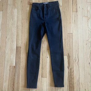 Everlane High-Rise Authentic Strech Skinny Jeans, Sz 25, Black